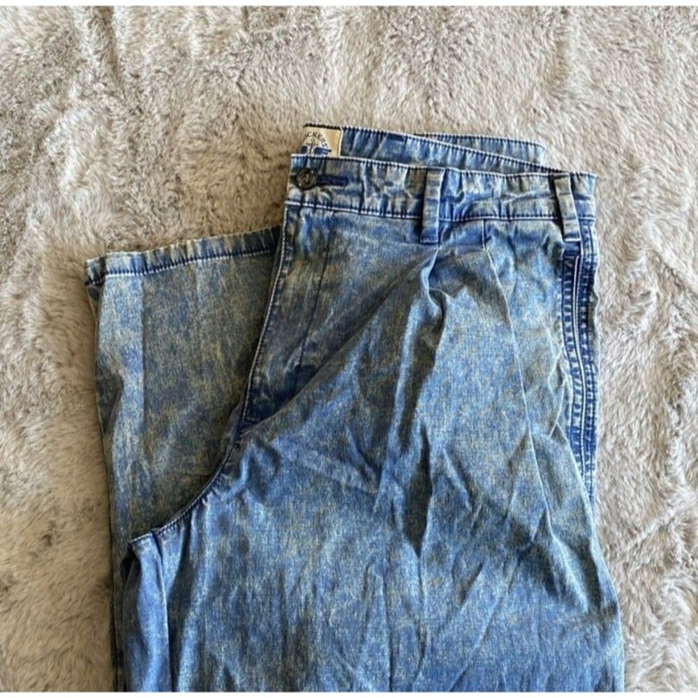 Dockers Vintage Acid Wash Pleated Tapered Leg Pants Womens 32x29 Blue 80s 90s